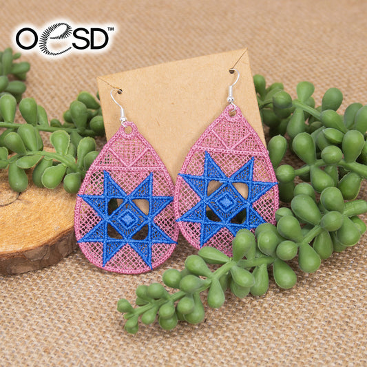 OESD Quilt Block Lace Earrings 13026USB Machine Embroidery