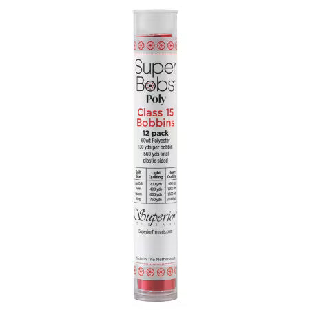 Super Bobs Class 15 Bright Red Bobbins 12-pack 302-12-627