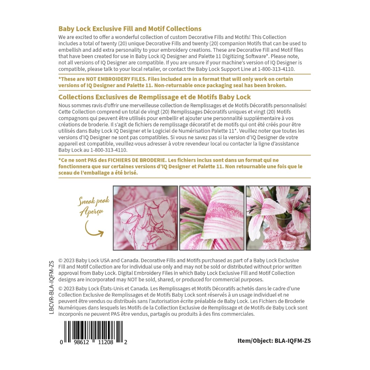 Baby Lock Fills & Motifs Zandra Shaw Collection SKU:BLA-IQFM-ZS