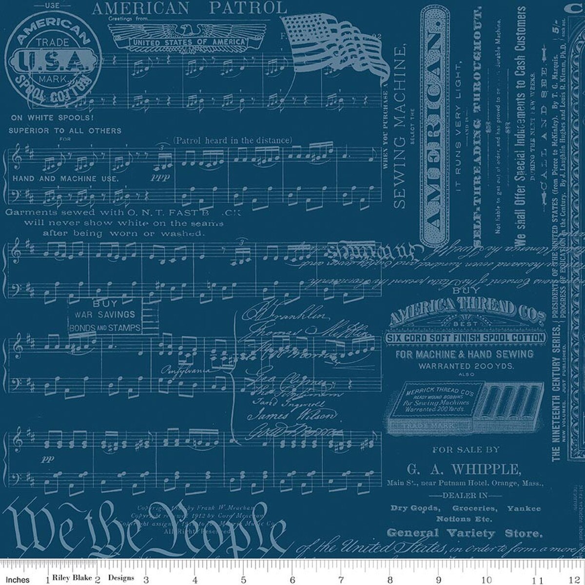 Sew America Patriotic Text Blue C17345 | Fabric Sold by the yard