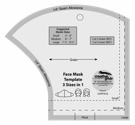 Creative Grids Face Mask Template 3 Sizes in 1 # CGRFACE