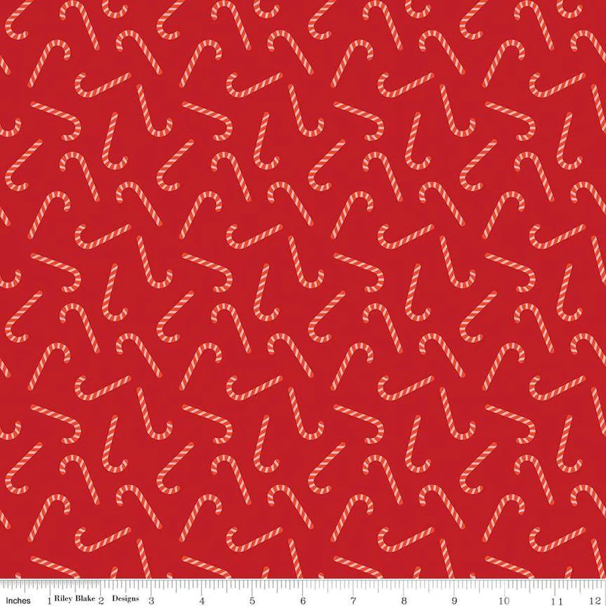 Riley Blake Designer Flannel Red Candy Cane Fabric F16526 Sold bhy the Yard