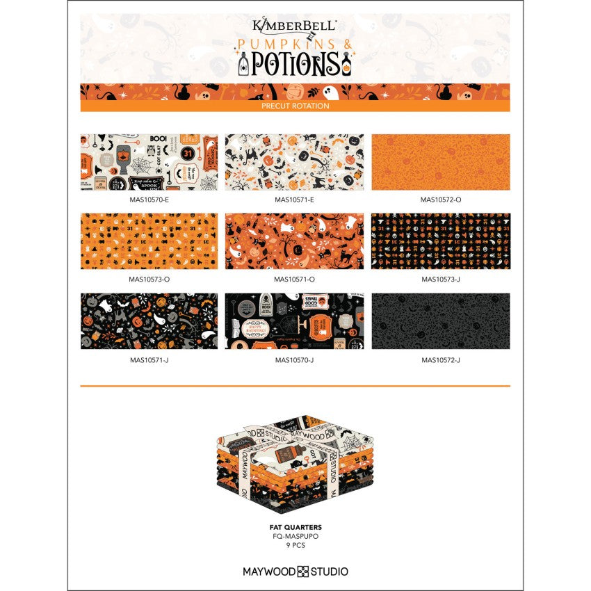 Kimberbell Pumpkins and Potions Fat Quarter Bundle FQ-MASPUPO BACIN IN STOCK BEGINNING OF SEPTEMBER