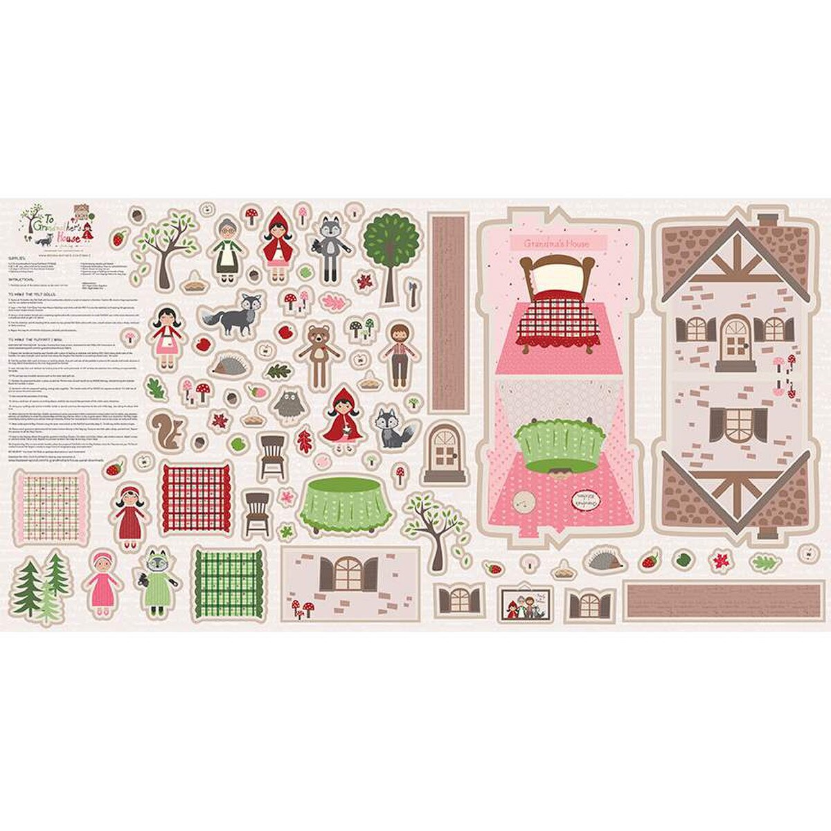 Riley Blake To Grandmother's House Storybook Felt Doll and Bag Set Panel FT14379-PANEL