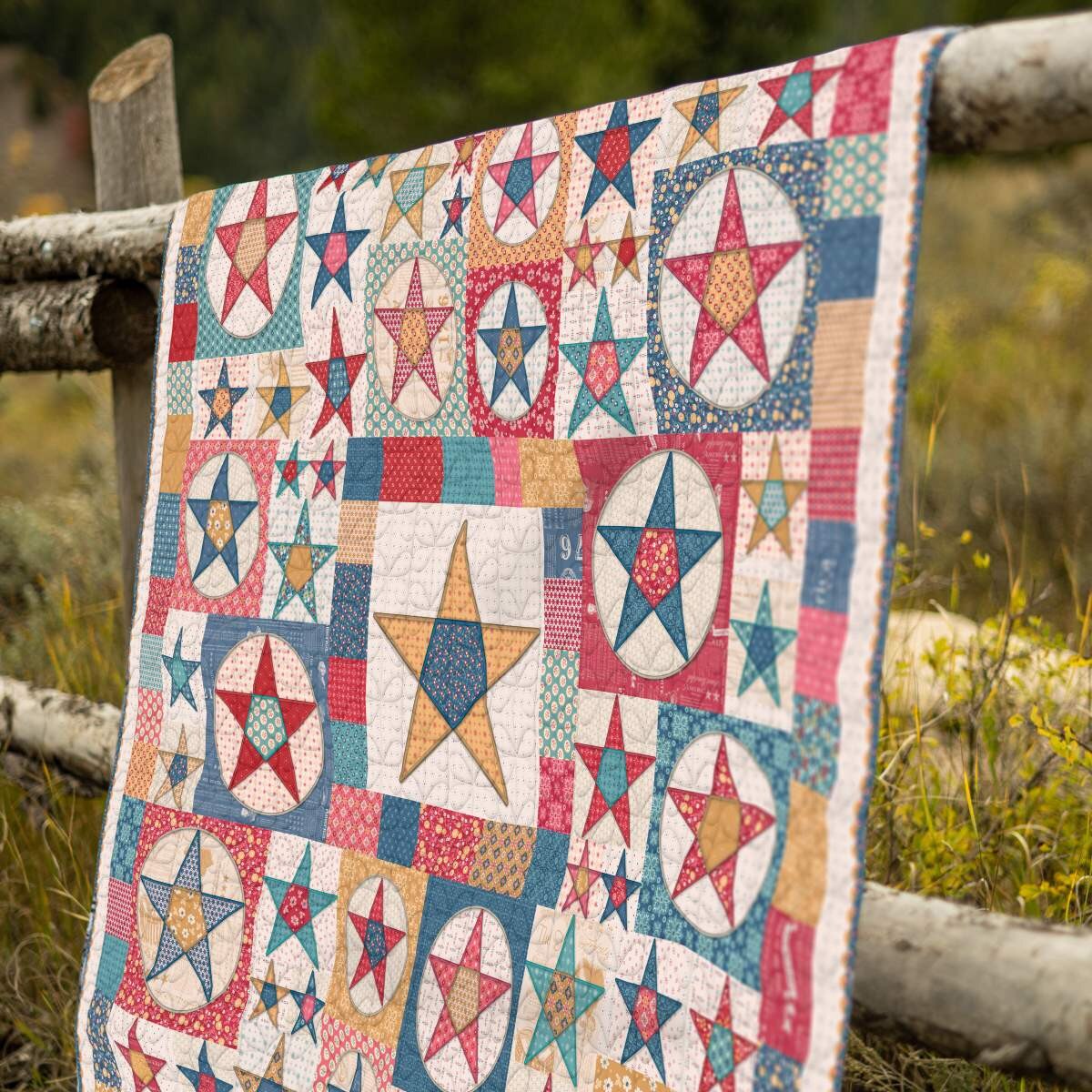 Lori Holt Machine Embroidery Americana Farmhouse Star Quilt Projects ME018AMQ24R4
