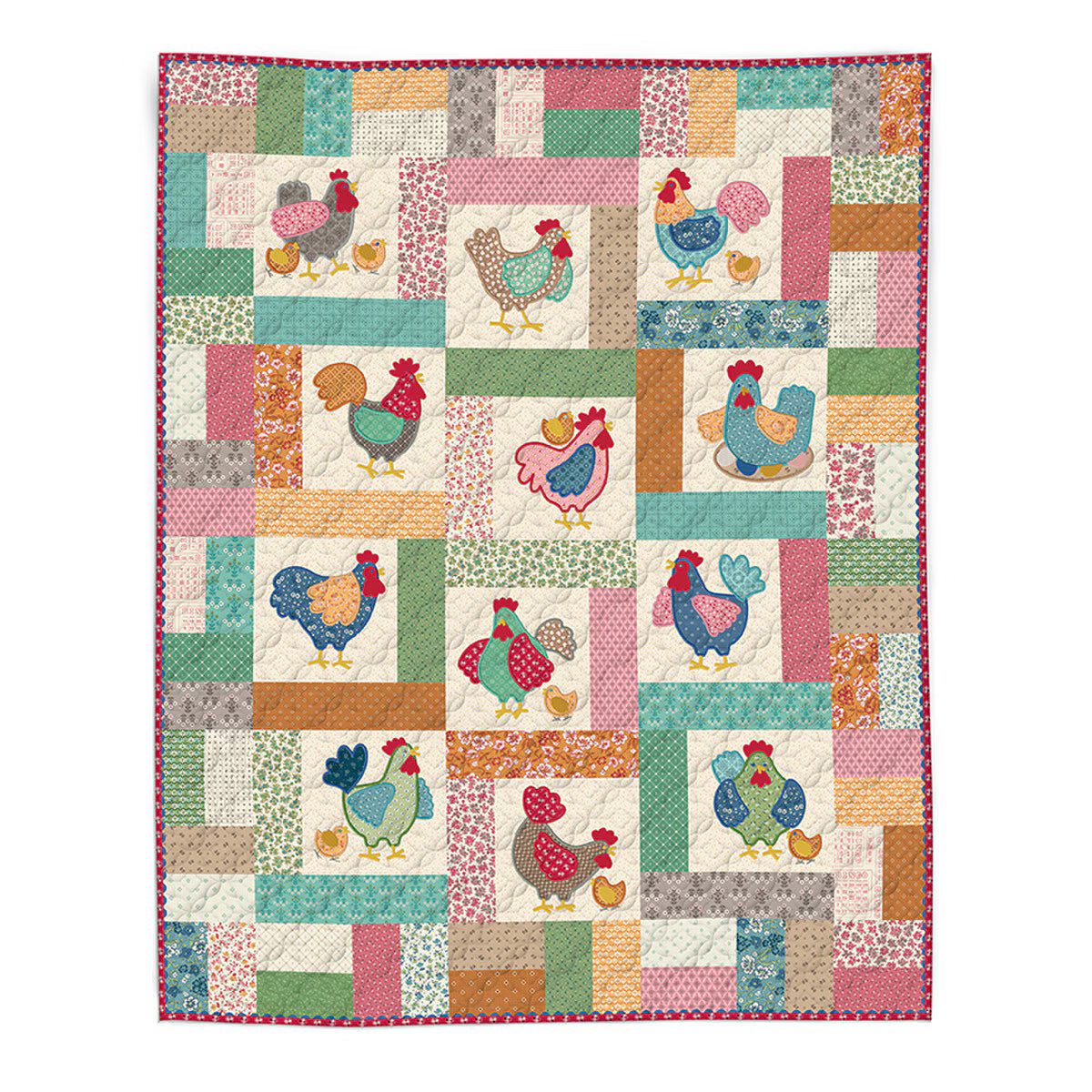 PREORDER Riley Blake Machine Embroidery Chicken Salad Quilt SKU: ME018CSQ26R2 | Release Date January 2027