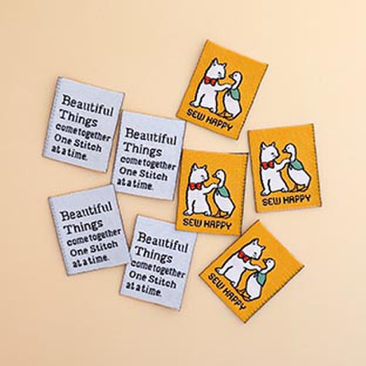 Minki Kim Sew Happy Woven Labels Cat and Goose P178-SIWL31 (8 Pack)