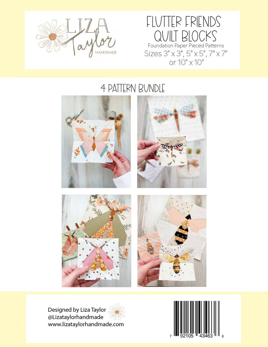 PREORDER Riley Blake Liza Taylor Handmade Flutter Friends Quilt Blocks Pattern SKU: P260-FLUTTERFRIENDS DUE OUT END OF FEBRUARY