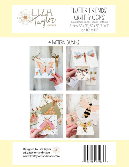 PREORDER Riley Blake Liza Taylor Handmade Flutter Friends Quilt Blocks Pattern SKU: P260-FLUTTERFRIENDS DUE OUT END OF FEBRUARY