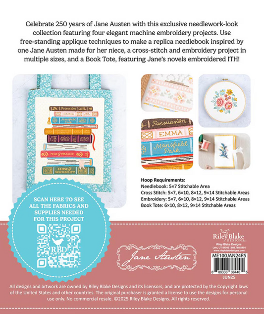 Riley Blake Machine Embroidery Jane Austen Needlework Projects ME100JAN24R5