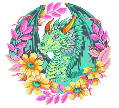 TPLGBAG5 Tula Pink Dragon Ball She Large Project Bag PREORDER DUE OUT FALL 2026