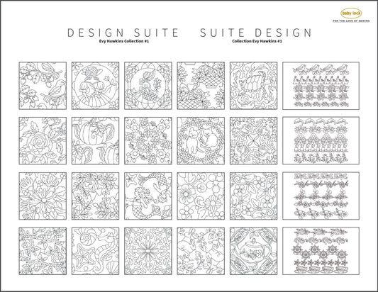 Baby Lock Design Suite Fills and Motifs Evy Hawkins Collection #1 BLA-IQFM-EH