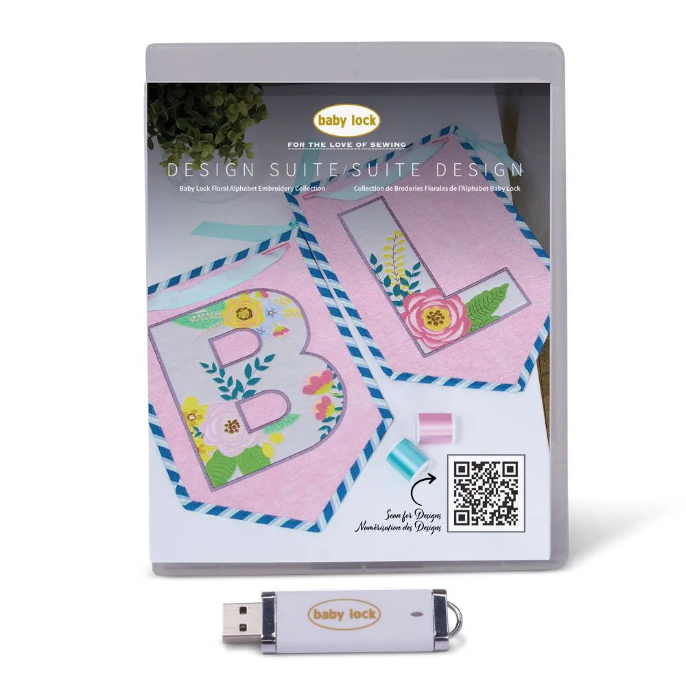 Baby Lock Design Suite Floral Alphabet Embroidery Design Collection BLA-DSUITE-FA