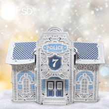 Load image into Gallery viewer, OESD Winter Village Freestanding Lace Police Station 12845
