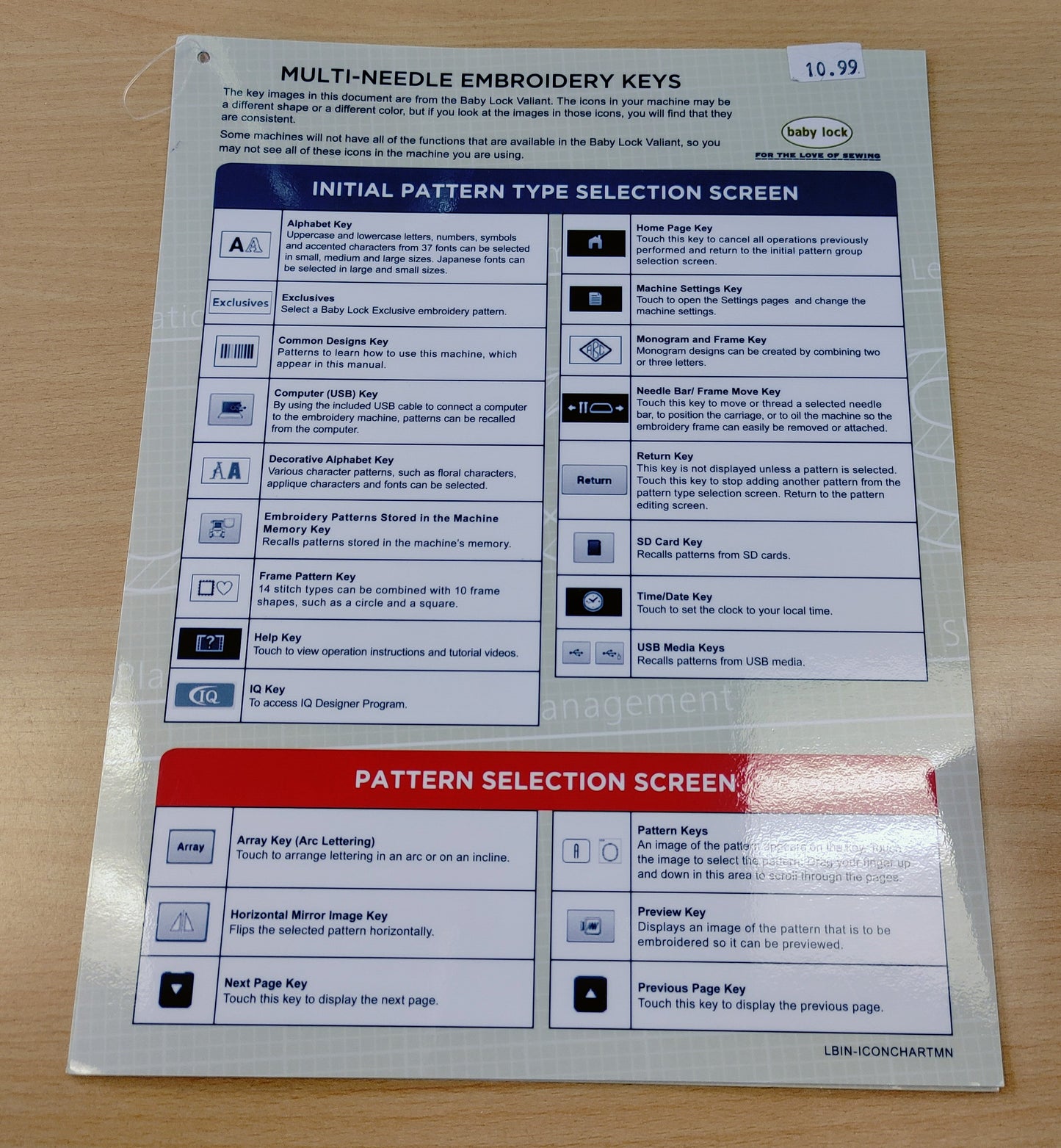 Babylock Icon Reference sheets