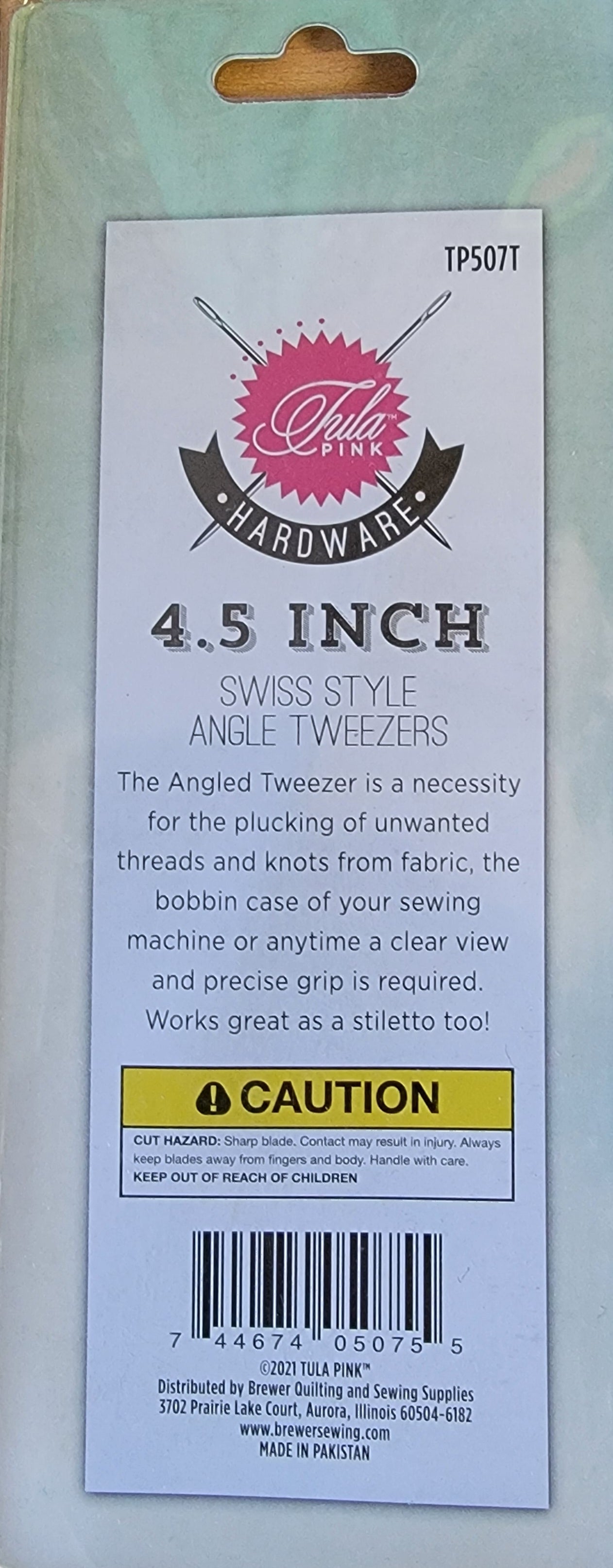 TP507T Tula Pink Swiss Style Angle Tweezer