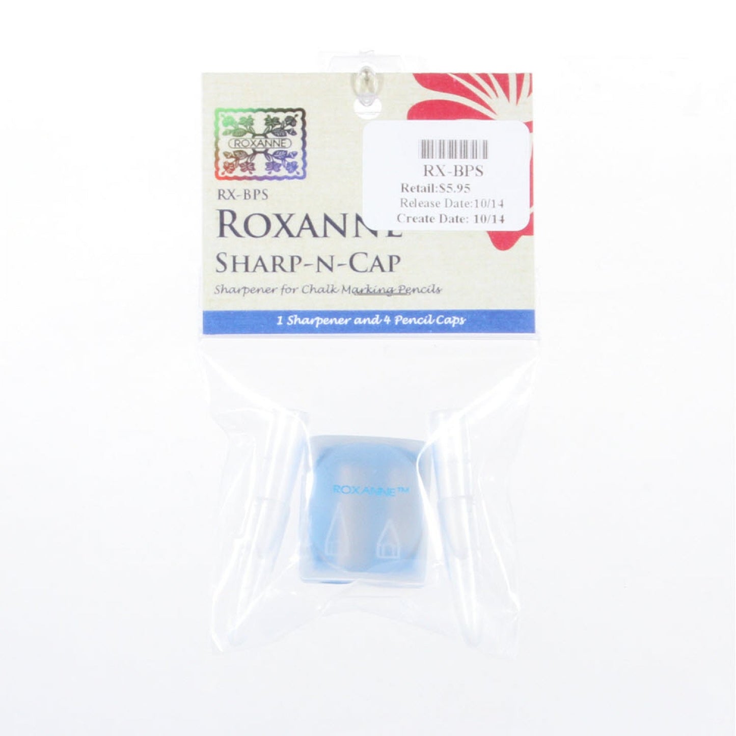 Roxanne Sharp N Cap Pencil Sharpener Plus 4 Pencil Caps # RX-BPS