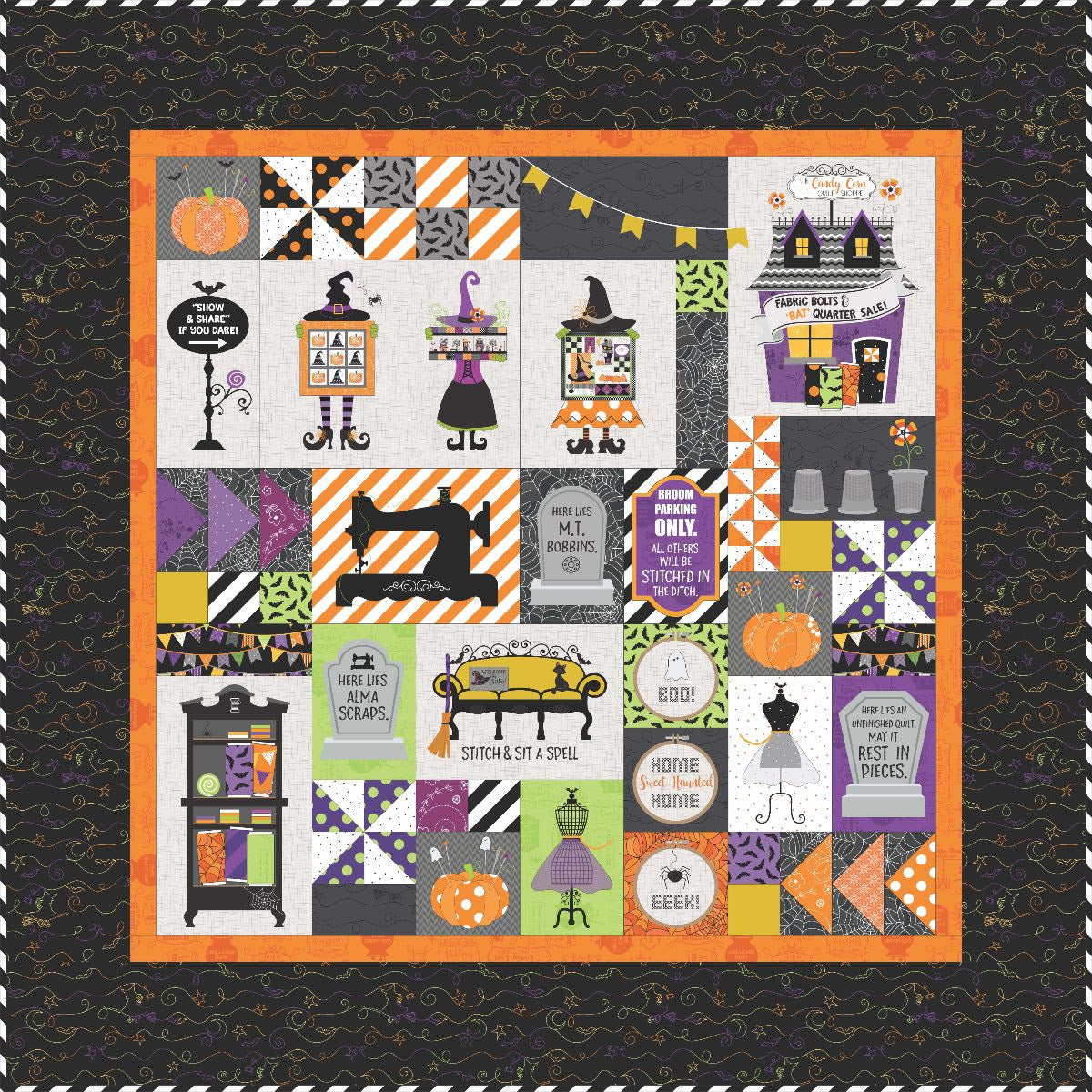 Kimberbell Hometown Halloween Candy Corn Quilt Shoppe MACHINE EMBROIDERY Version # KD810
