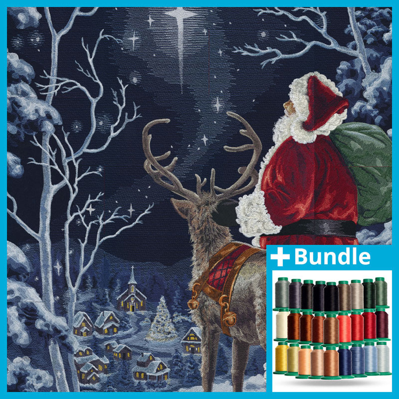 OESD Starry Night Santa Tiling Scene Embridery Design 80194 CD or Digital Download (use drop down menu to make your selection)