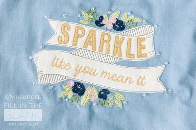 Kimberbell Fill in the Blank: JANUARY 2021 – Sparkle Like You Mean It Chambray Tote w/ EMBROIDERY DESIGN and OPTIONAL embellishment kit