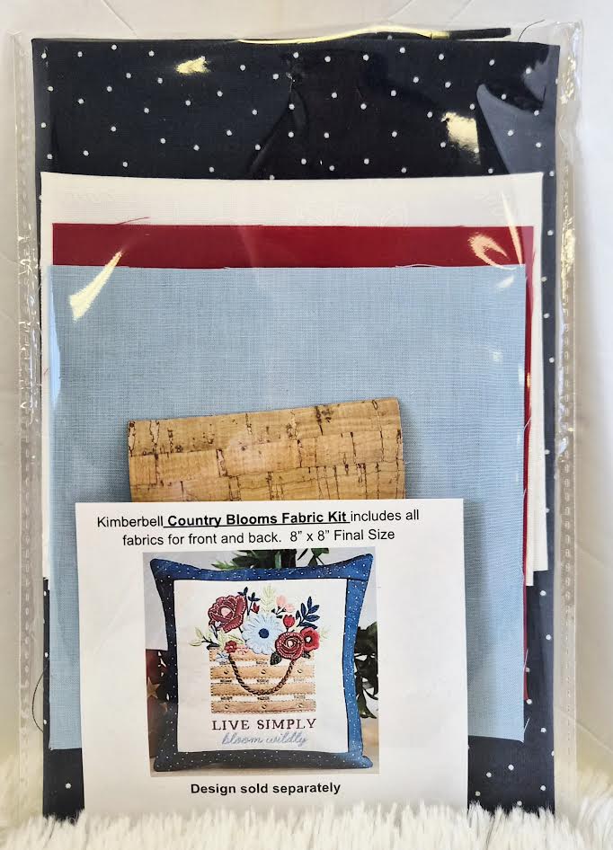Kimberbell Country Blooms Pillow Fabric Kit, AND Design, AND Optional Thread Kit - USE THE DROP DOWN TO MAKE YOUR SELECTION
