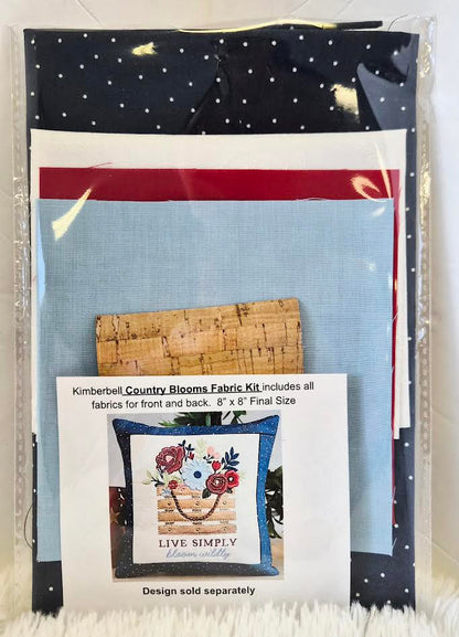 Kimberbell Country Blooms Pillow Fabric Kit, AND Design, AND Optional Thread Kit - USE THE DROP DOWN TO MAKE YOUR SELECTION