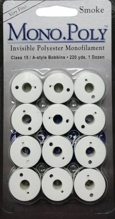 MonoPoly Clear or Smoke Prewound Bobbins Class 15 (1) Dozen