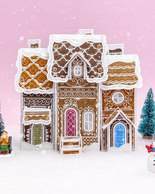 PREORDER OESD Gingerbread Village Freestanding Row Houses 13038USB (physical design or digital download)  DUE OUT NOVEMBER 2026