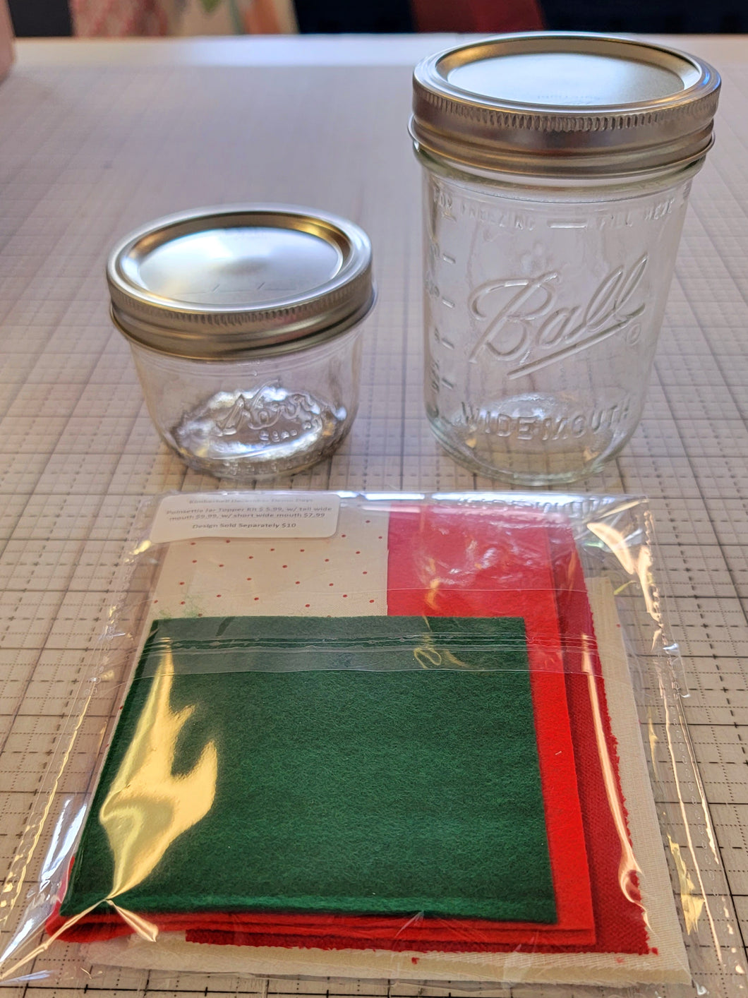 Kimberbell December Demo Day 2023: Poinsettia Jar Topper FABRIC KIT with Optional Jar