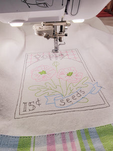 Summer Garden Dish Towels Creating an Embroidery Design from a Line Image in Design Center / IQ Designer 5/17/24 1pm-4pm PST