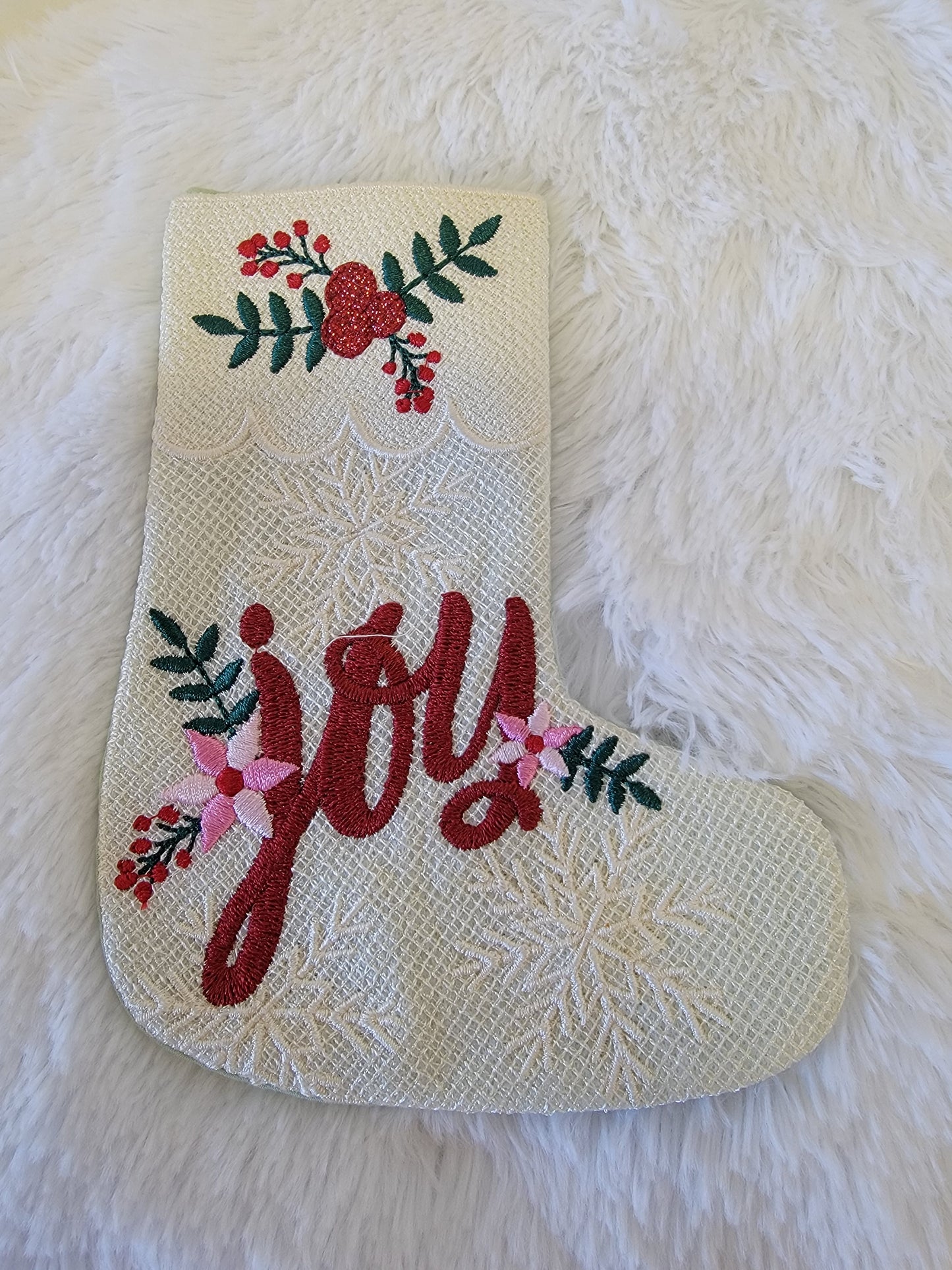 Digital Dealer 2024 November: Christmas Joy Lace Gift Stocking FABRIC KIT, DESIGN AND THREAD KIT USE DROP DOWN FOR PRICING
