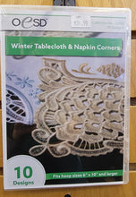 Load image into Gallery viewer, OESD Freestanding Lace Winter Tablecloth and Napkin Corners 12788 - Physical Copy or Digital Download