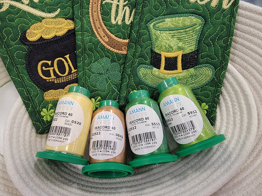 Specially Curated Luck of the Irish Thread Kit for Janine Babich Design - 4 Isacord Mini Cones