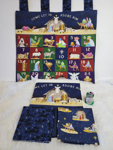 Come Let Us Adore Him Advent Calendar Fabric Kit AND Optional Thread