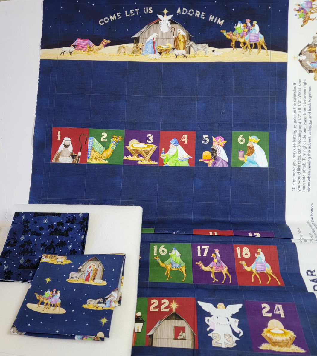 Come Let Us Adore Him Advent Calendar Fabric Kit AND Optional Thread