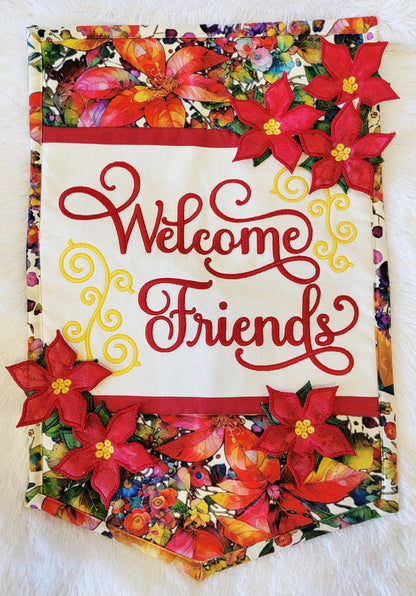 Janine Babich Welcome Friends CHRISTMAS FABRIC KIT IN TWO COLORWAYS OPTIONS with Optional THREAD.  Use the Drop down window to make your selection READY TO SHIP  OCTOBER 16th