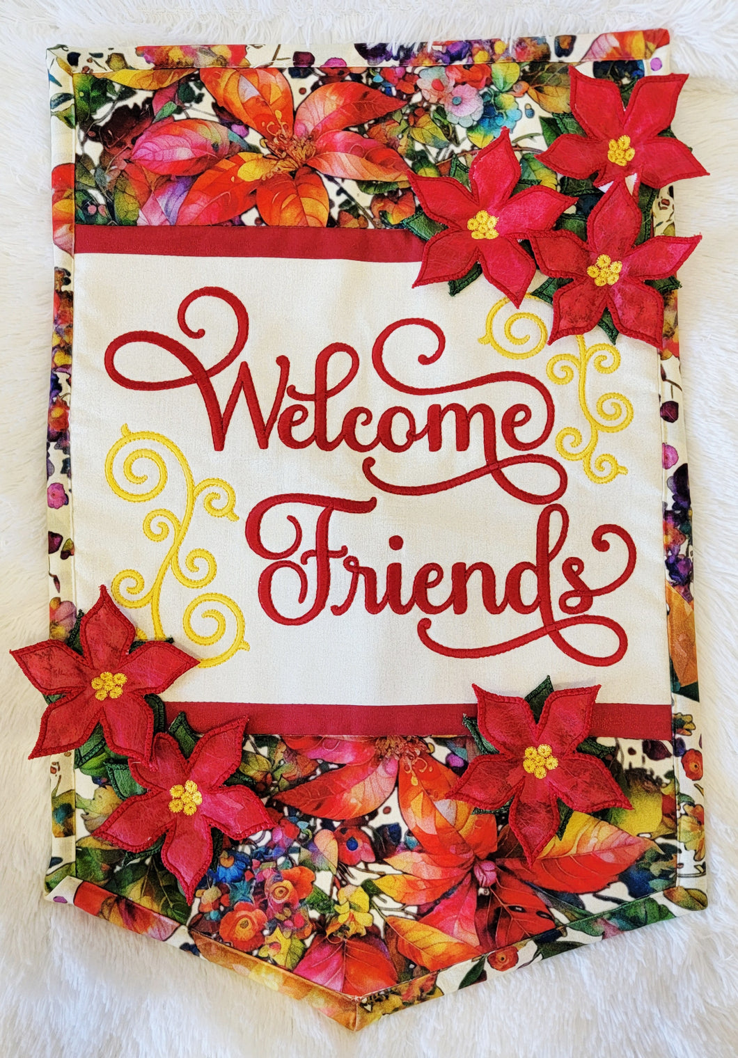 Janine Babich Welcome Friends CHRISTMAS FABRIC KIT IN TWO COLORWAYS OPTIONS with Optional THREAD.  Use the Drop down window to make your selection READY TO SHIP  OCTOBER 16th