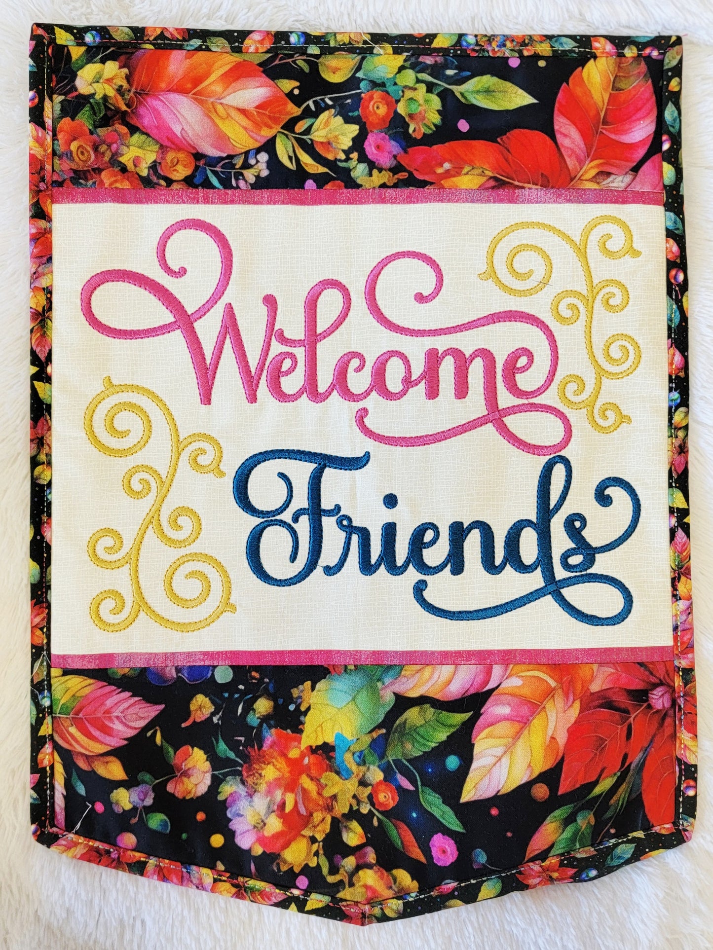 Janine Babich Welcome Friends CHRISTMAS FABRIC KIT IN TWO COLORWAYS OPTIONS with Optional THREAD.  Use the Drop down window to make your selection READY TO SHIP  OCTOBER 16th