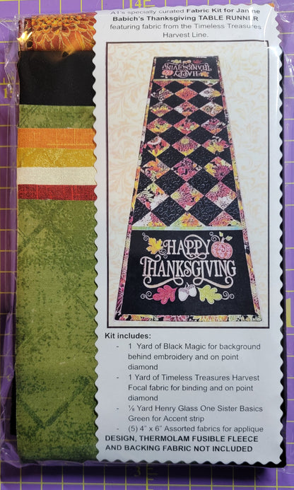 FABRIC KITS for Janine Babich Happy Thanksgiving Wall Hanging FABRIC KIT OR Table Runner FABRIC Kit - USE THE DROP DOWN TO MAKE YOUR SELECTION