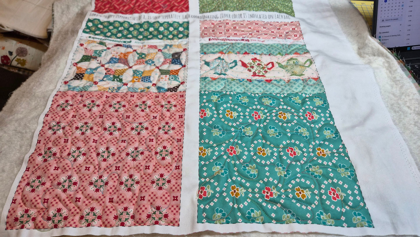Custom quilting on your Stellaire, Luminaire and Aveneer (and corresponding Babylock machines)  with a combination of built in embroidery quilting designs 2/21/26 Using Zippy Bags Panel