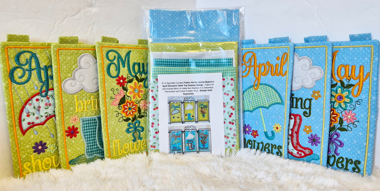 A1's Specially Curated Fabric Kit for Janine Babich's April Showers Table Top Display Design AND/OR Optional Thread Kit (USE DROP DOWN WINDOW TO MAKE YOUR SELECTION)