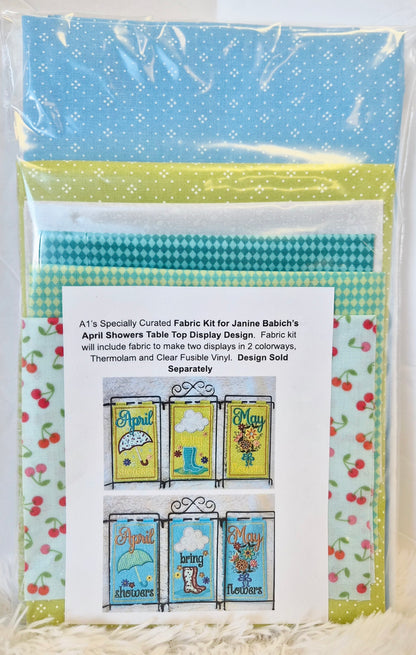 A1's Specially Curated Fabric Kit for Janine Babich's April Showers Table Top Display Design AND/OR Optional Thread Kit (USE DROP DOWN WINDOW TO MAKE YOUR SELECTION)