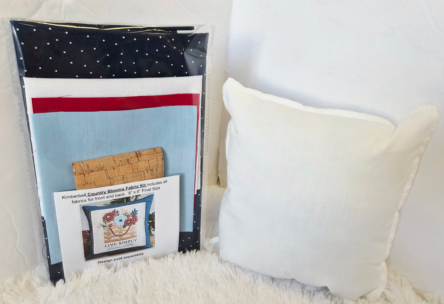 Kimberbell Country Blooms Pillow Fabric Kit, AND Design, AND Optional Thread Kit - USE THE DROP DOWN TO MAKE YOUR SELECTION