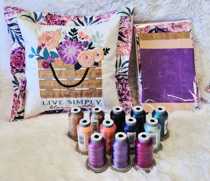 Specially Curated Fabric kit for Country Blooms Pillow featuring Moda Soulstice Fabric. This kit is made for up to a 10.5" x 10.5" Design.  THREAD KITS AND FABRIC KITS WILL BE READY TO SHIP AT THE BEGINNING OF JUNE