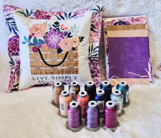 Specially Curated Fabric kit for Country Blooms Pillow featuring Moda Soulstice Fabric. This kit is made for up to a 10.5" x 10.5" Design.  THREAD KITS AND FABRIC KITS WILL BE READY TO SHIP AT THE BEGINNING OF JUNE