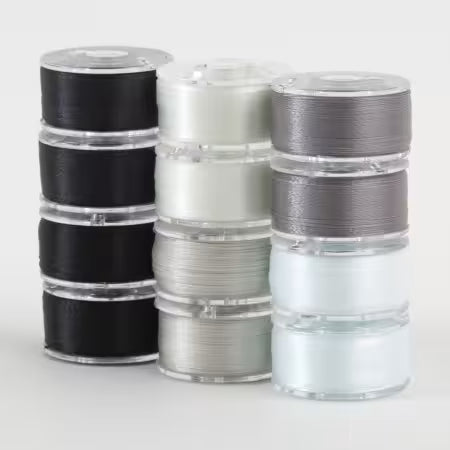 Super Bobs Poly Class 15 Bobbins 12 Pack Grey Scale Bobbins # 302-12-MONO