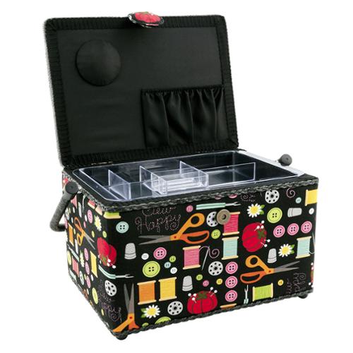 Dritz Sewing Basket Sew Print Black Z10051 22259