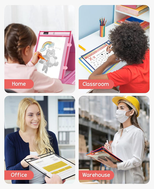 Amazon Affiliate LINK IN DESCRIPTION- Gamenote 30 Pack Dry Erase Pockets with 5 Rings, 10 Assorted Colors 10x14 Oversized Reusable Plastic Sleeves