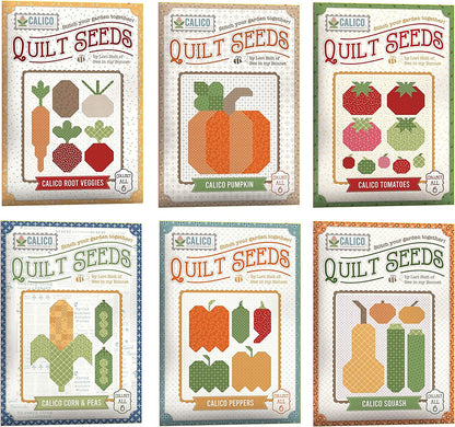 Lori Holt Quilt Seeds Patterns Collect All 6 - Tomatoes, Corn & Peas, Squash, Root Veggies, Pumpkin, Peppers CLEARANCE