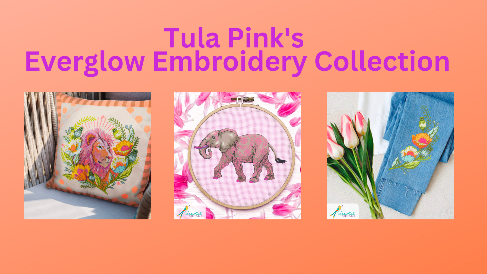 Tula Pink Everglow Embroidery Designs Scissortail Stitches #90049 – A1 ...